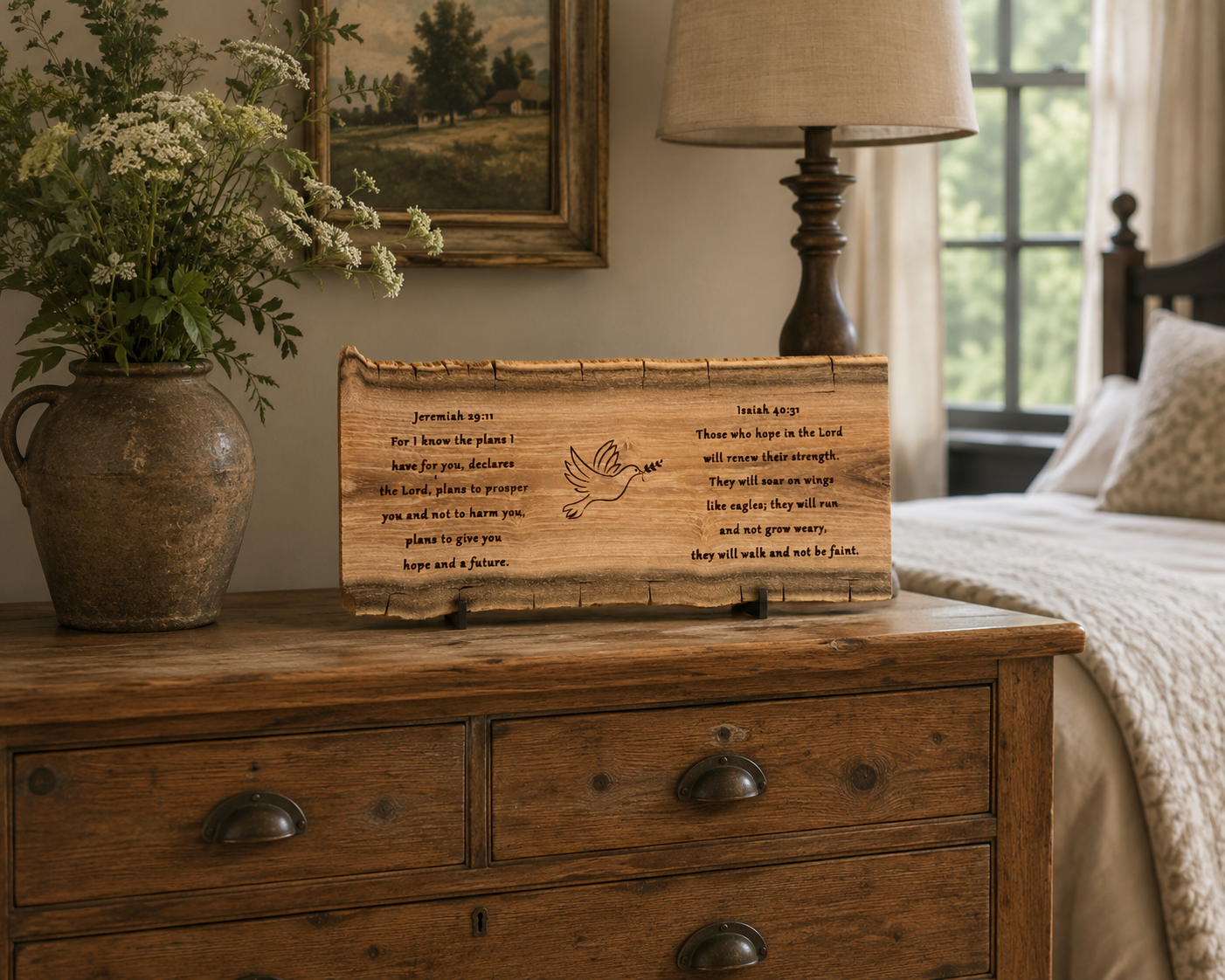 Double Scripture Wood Piece